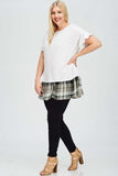 white top with plaid hem in plus sizes
