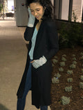 Black long Cardigan with Striped Thumb Hole Cuffs - Aunt Lillie Bells