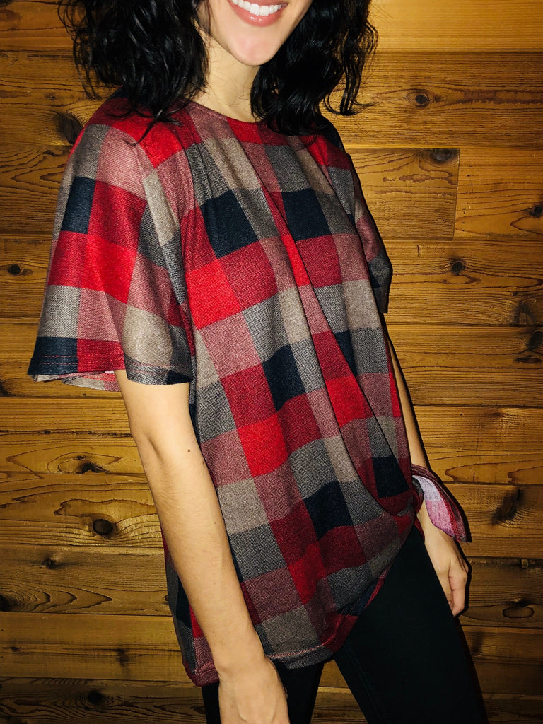 Red Gingham Checker Plaid Top - Aunt Lillie Bells