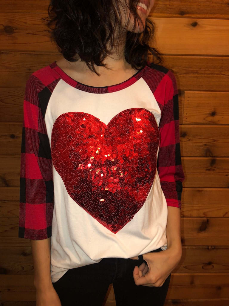 Red Seqiun Heart T-Shirt - Aunt Lillie Bells