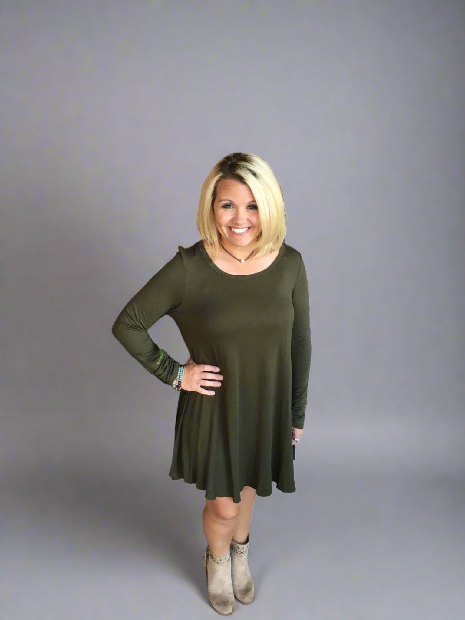 Olive Green T-Shirt Dress - Small Olive Green T-Shirt Dress - Small