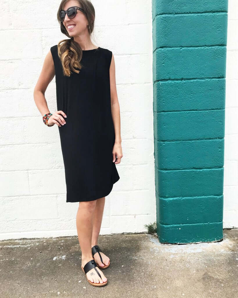 Black Sleeveless T-Shirt Dress - Main Image