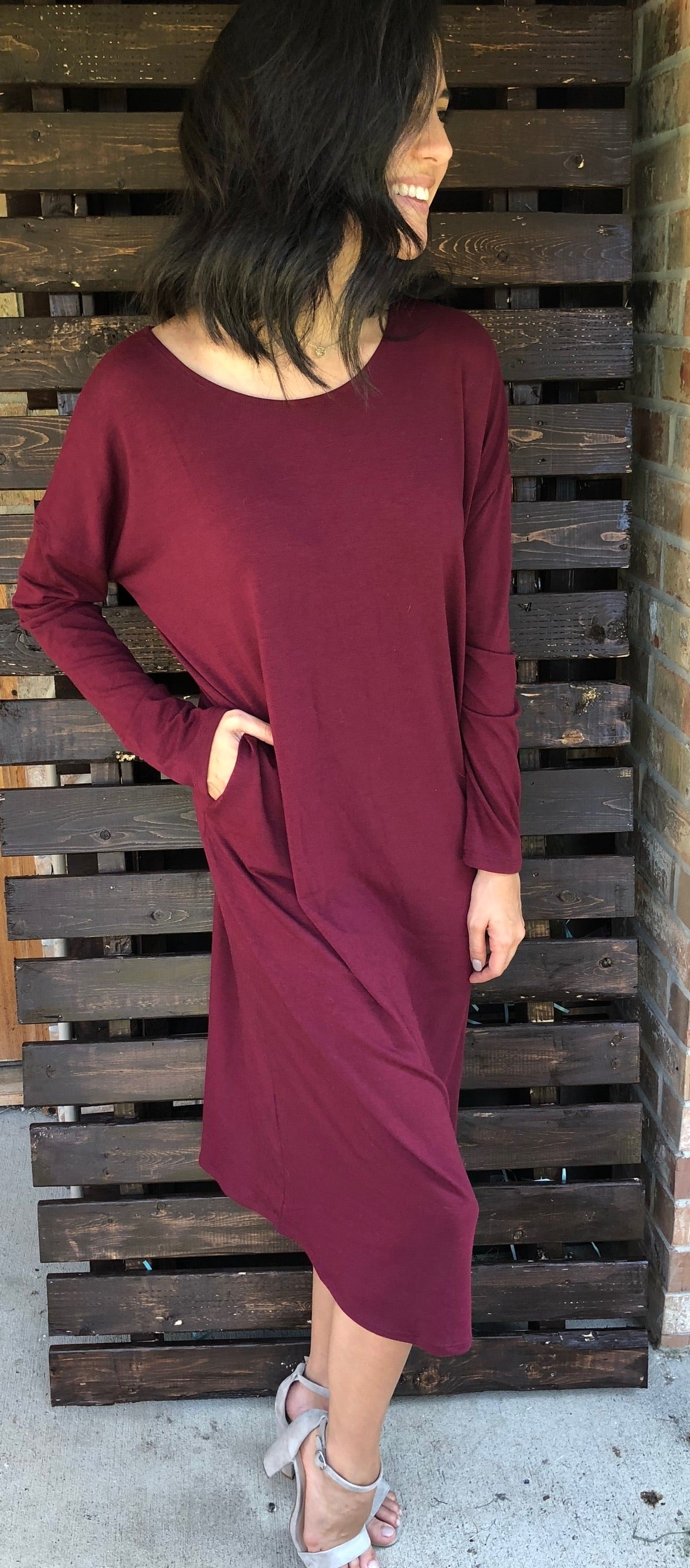 Burgundy T Shirt Dress