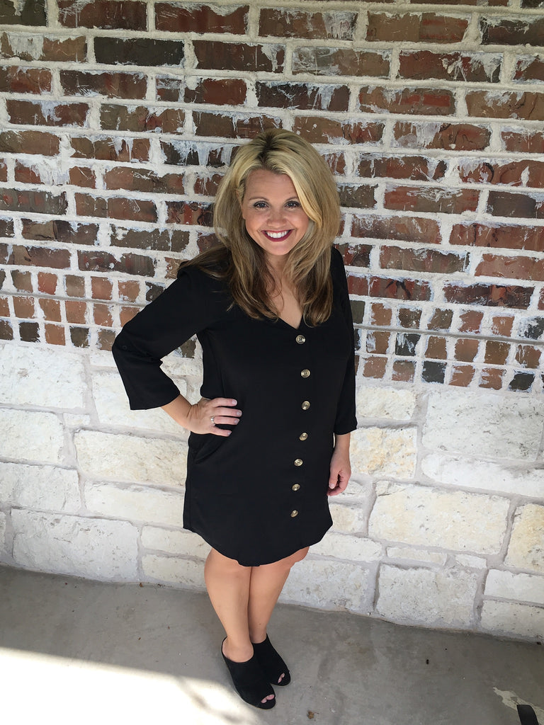 Black Button Down Tunic Dress