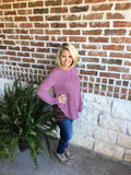 plum sweater with lace back detail in our boutique aunt lillie bells