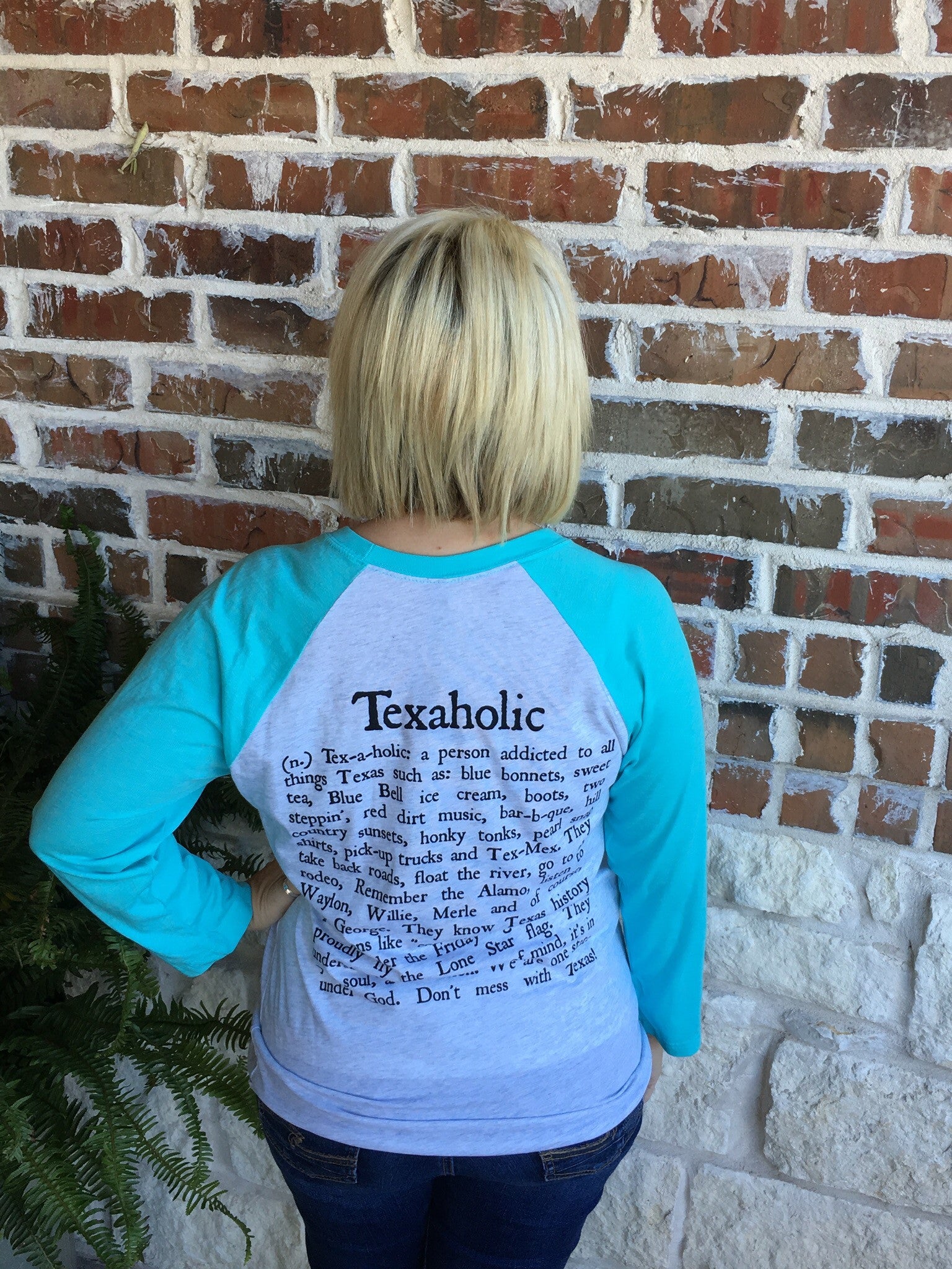 Texaholic Raglan Tee with Turquoise Sleeves