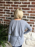 Grey exposed seam sweater for your casual week-end