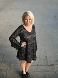 black lace lined party dress