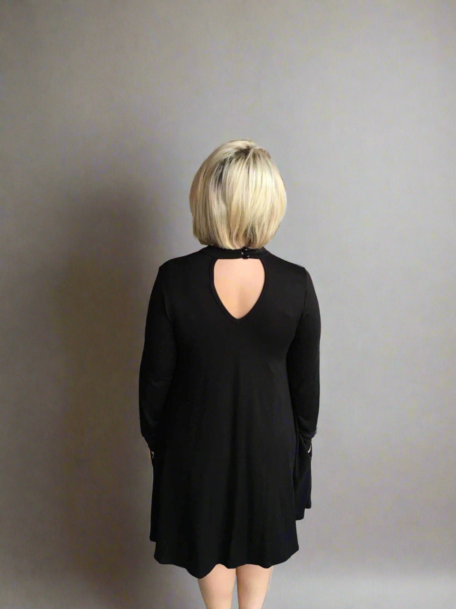 Black Swing Dress with Choker Neck