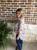 Ivory and Rose Print Top - Aunt Lillie Bells