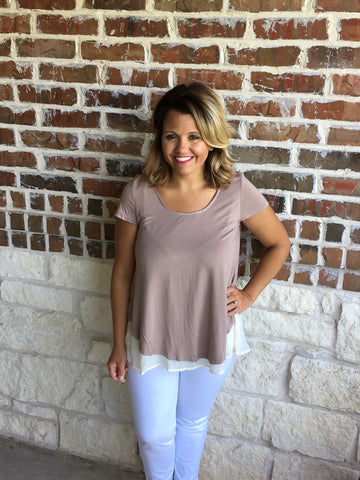  Taupe Chiffon Top Aunt Lillie Bells 