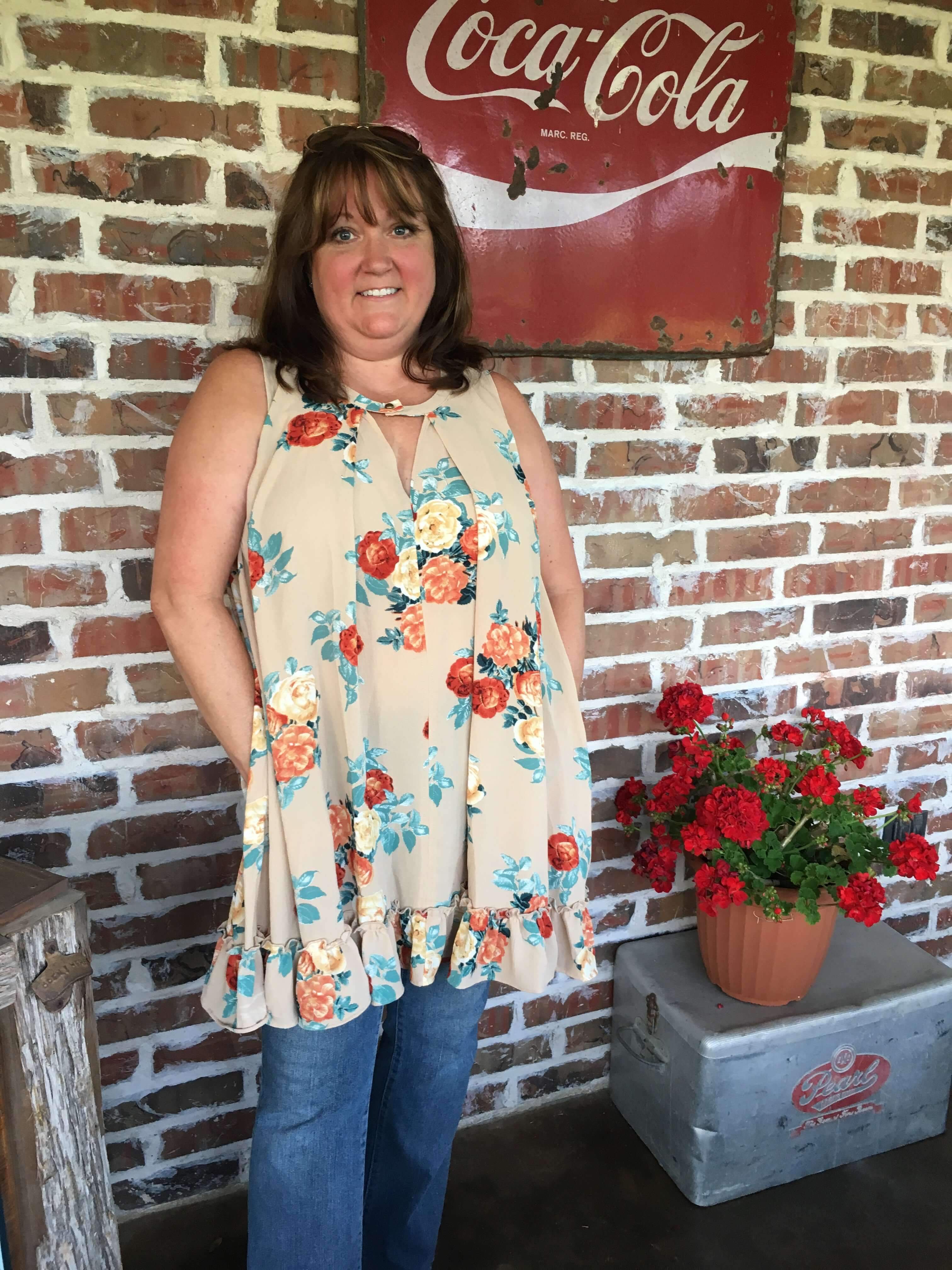 Beige Floral Tunic - Aunt Lillie Bells