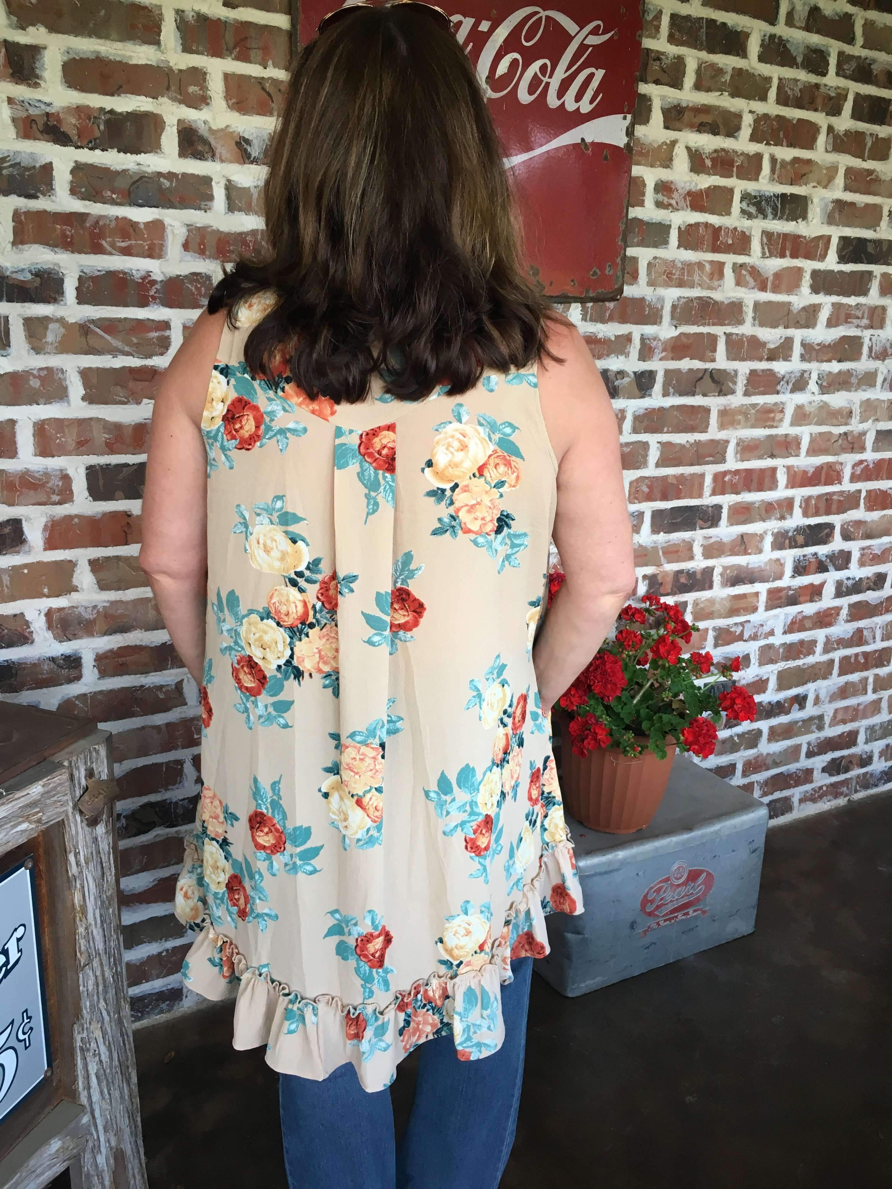 Beige Floral Tunic - Aunt Lillie Bells