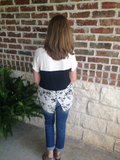 Black And White Floral Print Top - Aunt Lillie Bells