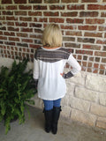  White Top With Brown Print Trim Aunt Lillie Bells 