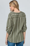 Olive Striped Top