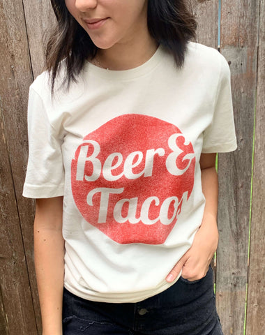 beer and tacos graphic tee in our boutique aunt lillie bells