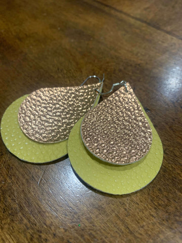 Yellow and Gold Leather Earrings