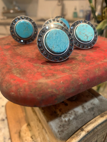 turquoise and crystal adjustable ring in our online store aunt lillie bells, ships for free