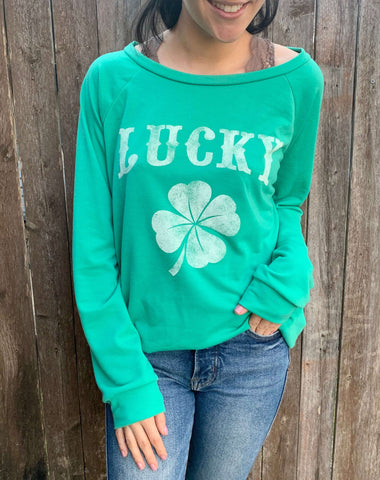 green lucky sweatshirt