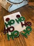 Christmas HoHoHo sead bead earrings at aunt lillie bells