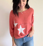 red and white star sweatshirt