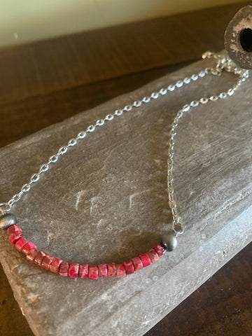 crimson stone silver necklace in our boho western boutique