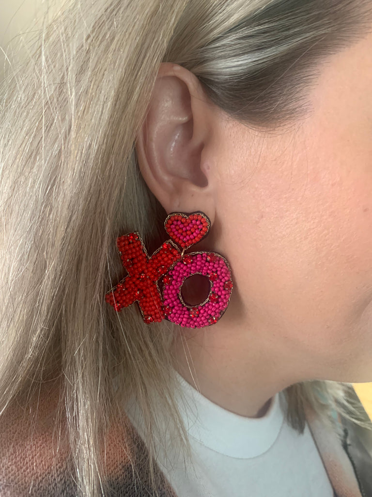 valentines bead earrings 
