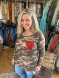 camo top with a red sequin heart in our boutique aunt lillie bells