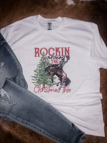rockin around the Christmas tree tee in our online boutique aunt lillie bells