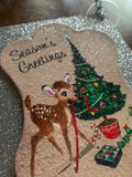 Christmas card glitter ornament