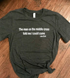 the man on the middle cross graphic tee at aunt lillie bells