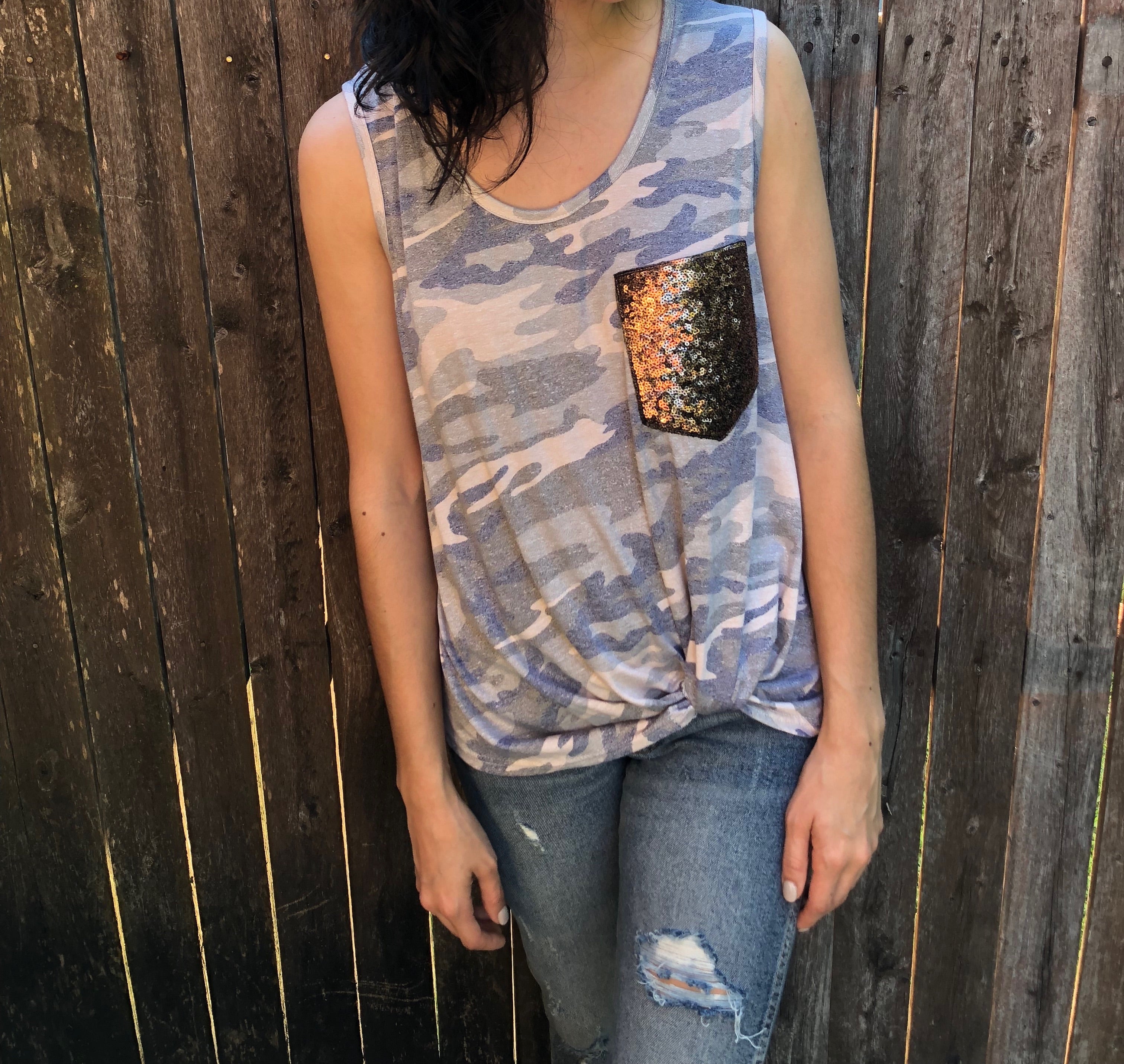 Jeans Camo Sequin Top Camo Sequin Pants